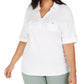 Karen Scott Blusa Feminina Plus Size de Algodão com Gola Vermelha Tamanho 4X