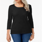 Karen Scott Blusa Feminina Decote Redondo Preta Tamanho M