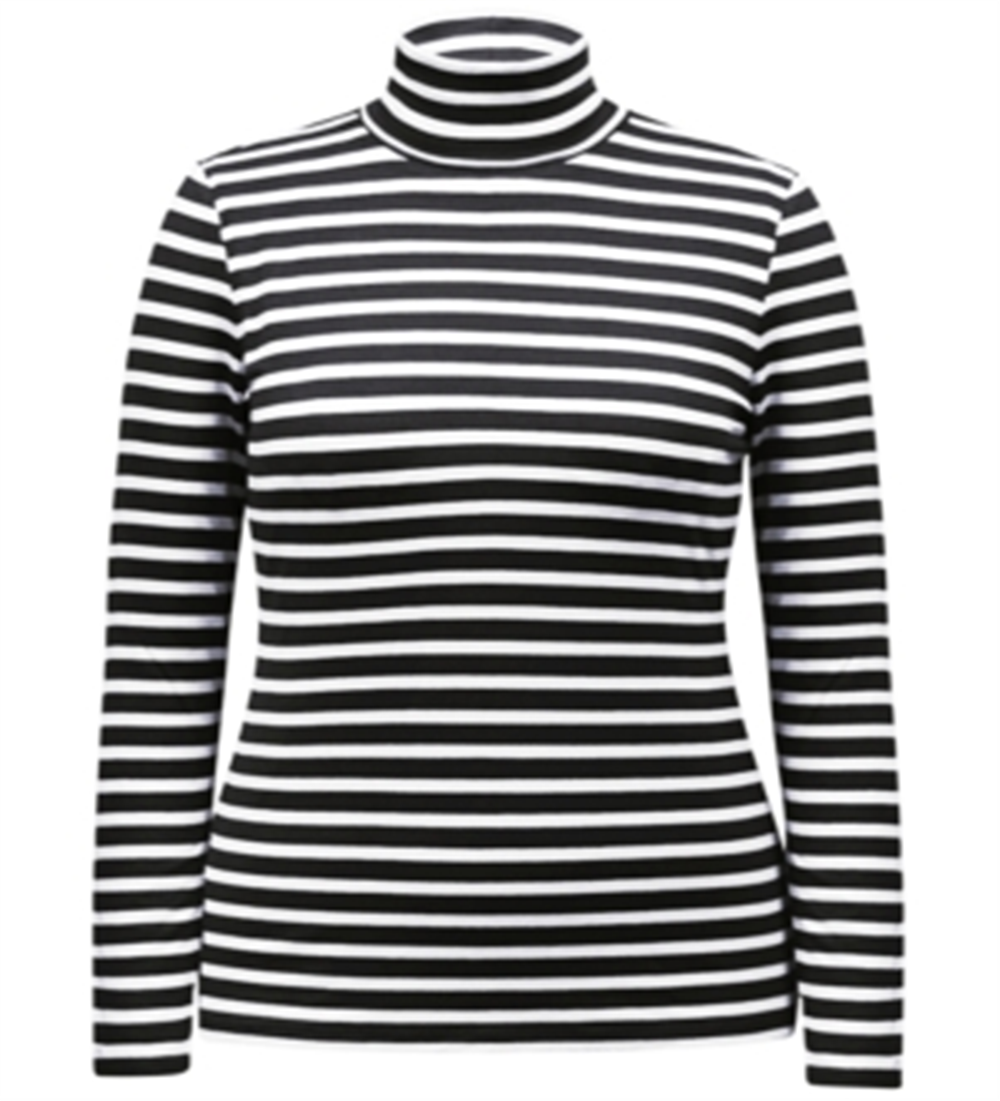 Blusa listrada de gola alta feminina Style &amp; Co, preta, tamanho GG
