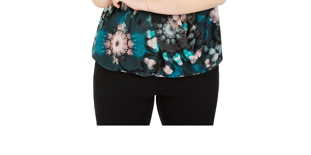 INC International Concepts Camiseta regata feminina Tie Dye Surplice, verde, tamanho 1X