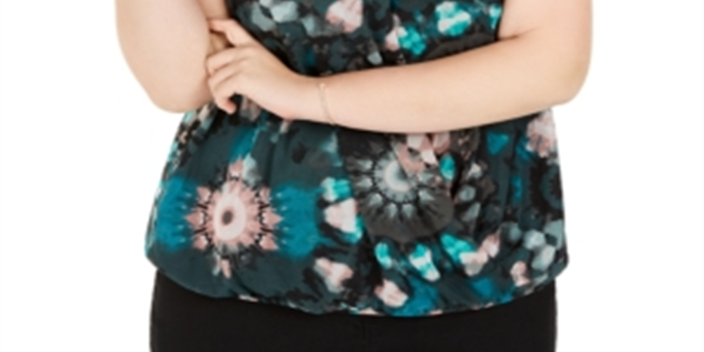 INC International Concepts Camiseta regata feminina Tie Dye Surplice, verde, tamanho 1X