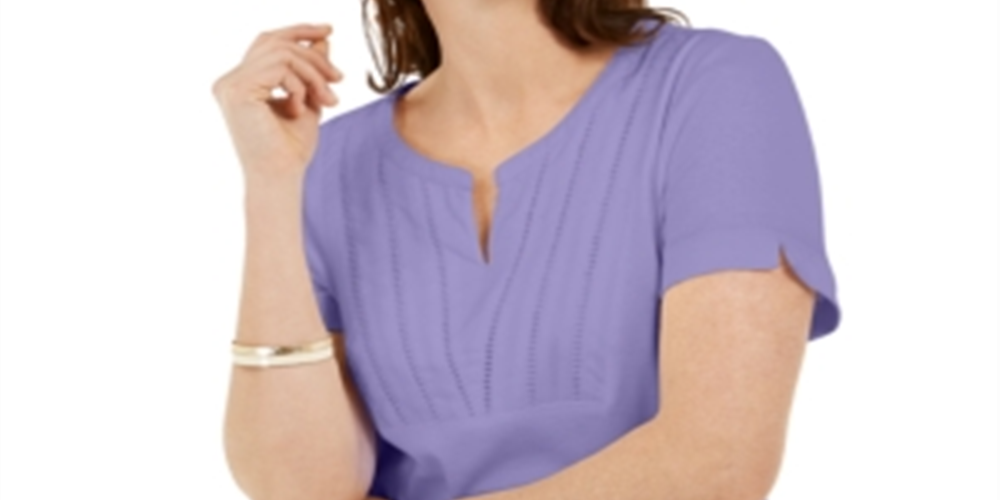 Karen Scott Blusa Feminina com Decote Redondo e Tecido Roxo Tamanho Médio