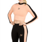 Camiseta feminina Puma Parfait Side Stripe Logo Cropped Manga Longa Laranja Tamanho X-G