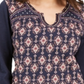 Blusa estilo camponesa com decote aberto para mulheres, azul, tamanho P