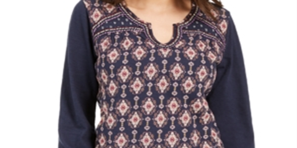 Blusa estilo camponesa com decote aberto para mulheres, azul, tamanho P