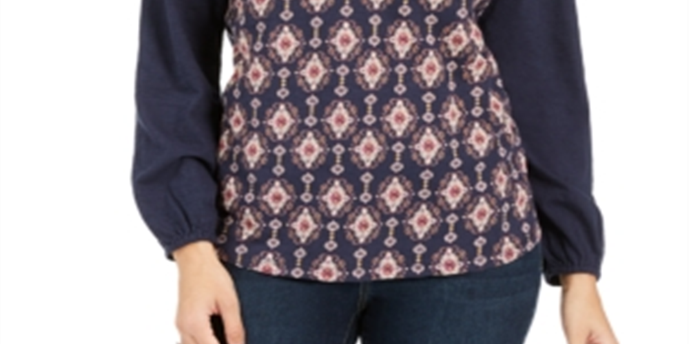 Blusa estilo camponesa com decote aberto para mulheres, azul, tamanho P