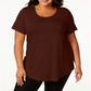 Blusa feminina manga curta JM Collection vinho tamanho 1X
