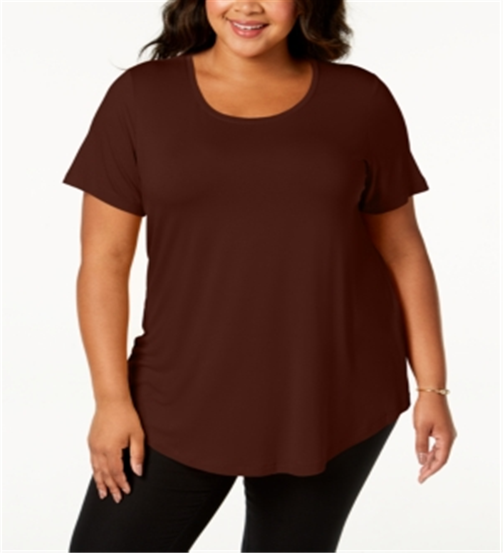 Blusa feminina manga curta JM Collection vinho tamanho 1X