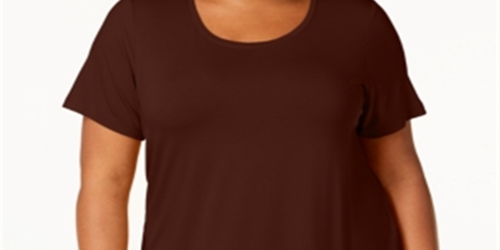 Blusa feminina manga curta JM Collection vinho tamanho 1X