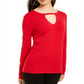 Suéter Inc Petite com gola redonda e tachas, tamanho pequeno, vermelho, P