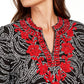 Blusa bordada feminina Charter Club, preta, tamanho pequeno pequeno