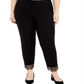 Calça Alfani Plus Size Feminina com Barra de Renda e Detalhe de Renda, Preta, Tamanho 18W