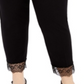 Calça Alfani Plus Size Feminina com Barra de Renda e Detalhe de Renda, Preta, Tamanho 18W