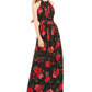 Vestido longo feminino com estampa floral e alças finas, preto, tamanho 4, da INC International Concepts