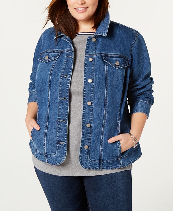 Jaqueta jeans plus size feminina Charter Club azul tamanho 0X