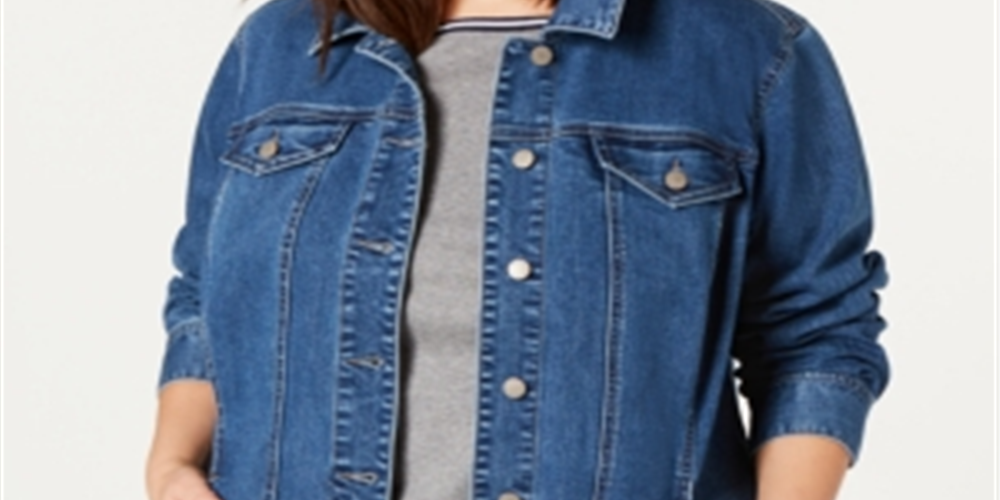 Jaqueta jeans plus size feminina Charter Club azul tamanho 0X