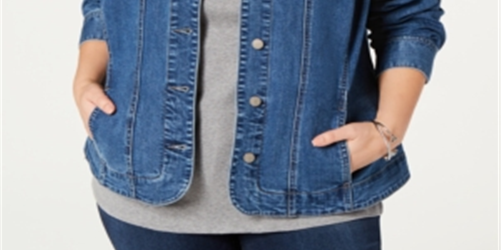 Jaqueta jeans plus size feminina Charter Club azul tamanho 0X