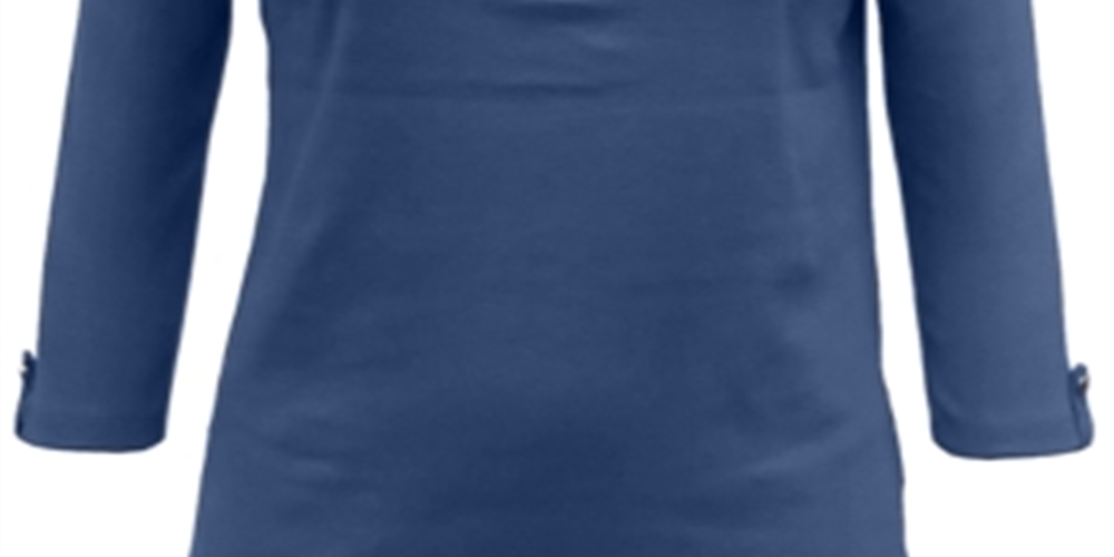 Blusa feminina Karen Scott de algodão com manga 3/4, azul, tamanho grande