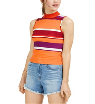 Top listrado de gola alta Planet Gold Junior's vermelho tamanho grande