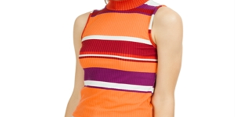 Top listrado de gola alta Planet Gold Junior's vermelho tamanho grande