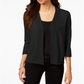 Cardigan feminino JM Collection com manga flare e frente aberta, preto, tamanho pequeno M