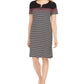 Vestido listrado de algodão Mirage feminino Karen Scott com cadarço, preto, tamanho X-S