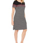 Vestido listrado de algodão Mirage feminino Karen Scott com cadarço, preto, tamanho X-S