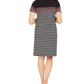 Vestido listrado de algodão Mirage feminino Karen Scott com cadarço, preto, tamanho X-S