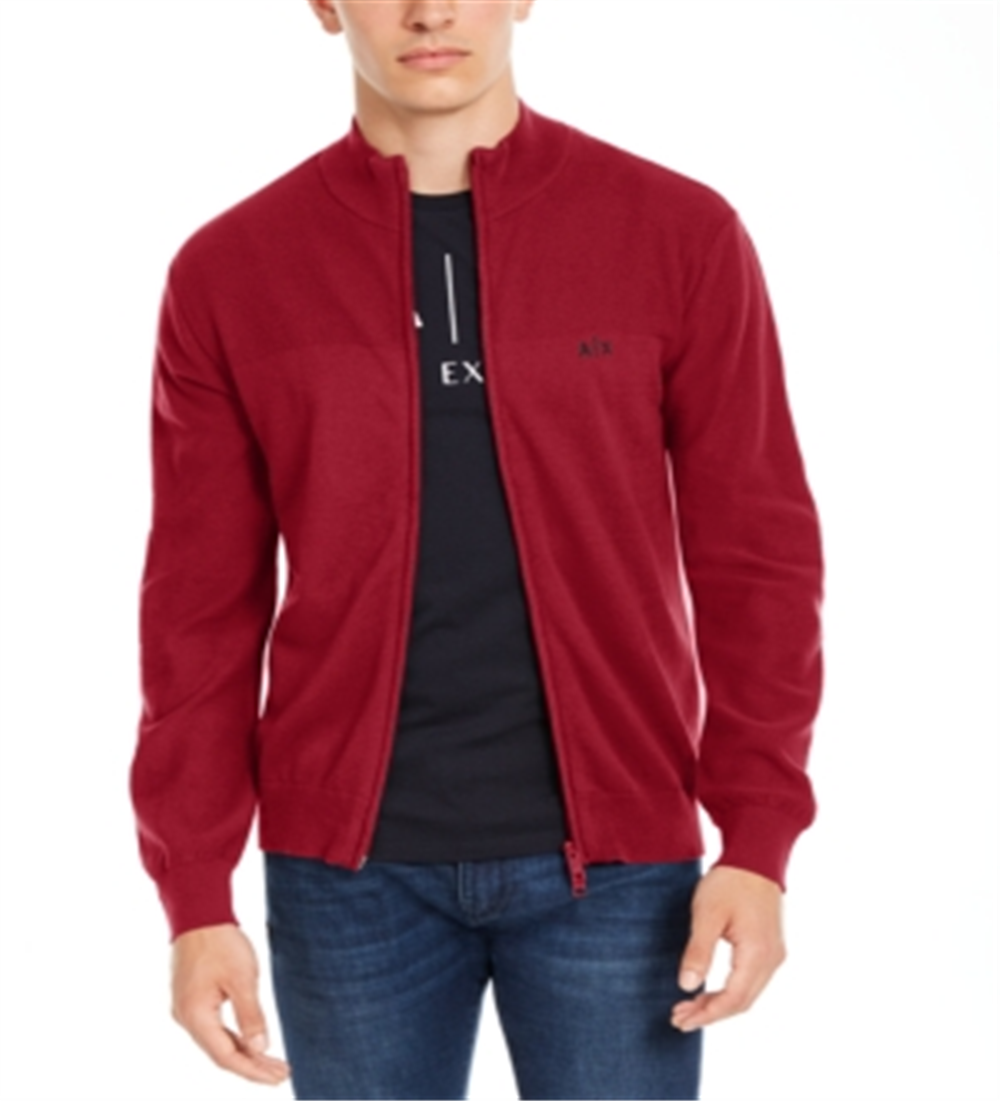 Cardigan masculino com zíper frontal Ax Armani Exchange vermelho tamanho médio