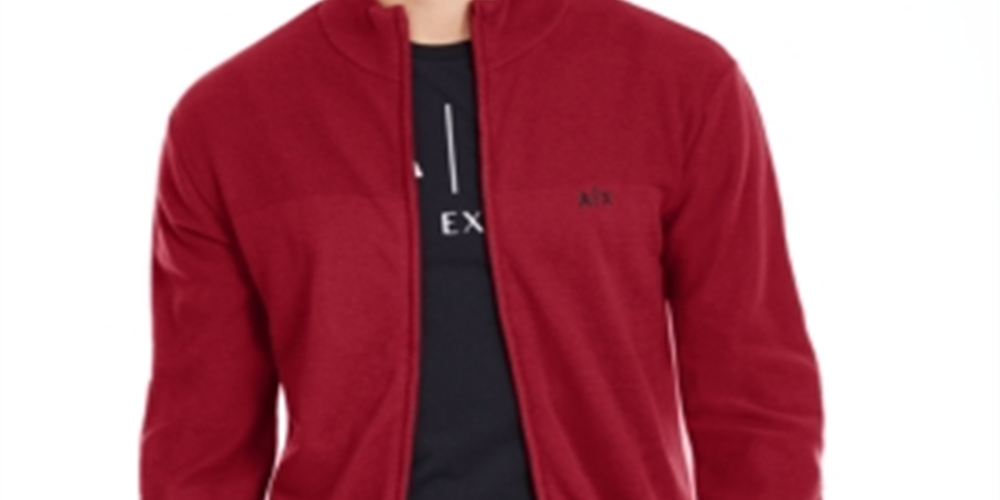 Cardigan masculino com zíper frontal Ax Armani Exchange vermelho tamanho médio