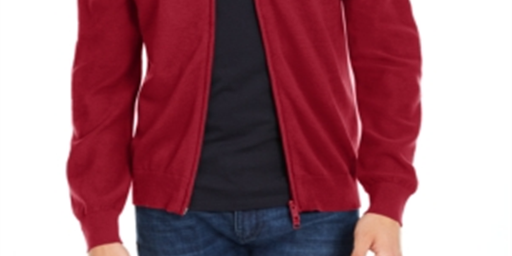 Cardigan masculino com zíper frontal Ax Armani Exchange vermelho tamanho médio