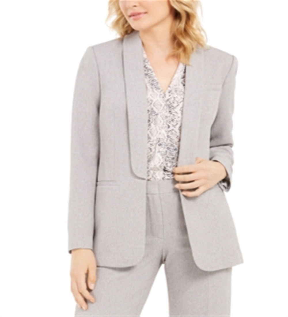 Calvin Klein Petite Parker Blazer Aberto Frontal Feminino Cinza Tamanho 6 P