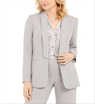 Calvin Klein Petite Parker Blazer Aberto Frontal Feminino Cinza Tamanho 6 P