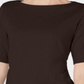 Karen Scott Blusa feminina de algodão com mangas e cadarço, marrom, tamanho pequeno