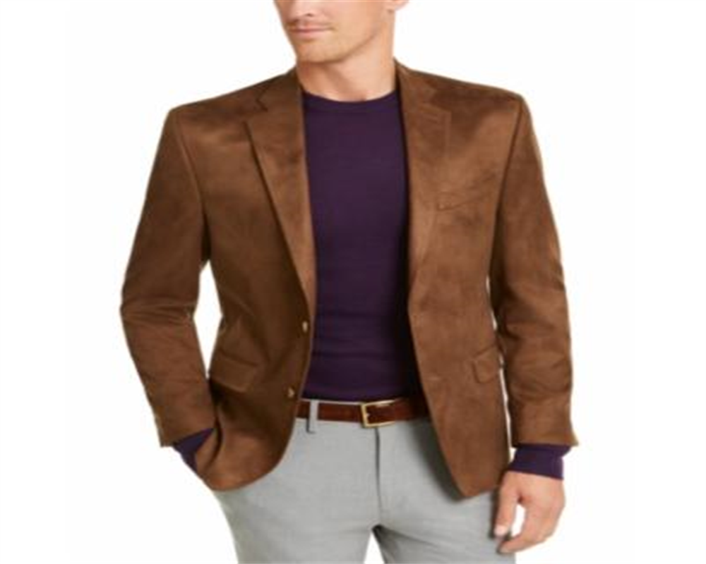 Blazer Ralph Lauren Masculino Camurça Sintética Ajuste Clássico Dois Botões Marrom Tamanho 46