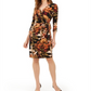 Vestido envelope falso com estampa de selva feminino da INC International Concepts, preto, tamanho pequeno GG