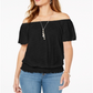 Top conversível tomara que caia feminino Style &amp; Co, preto, tamanho XX-G