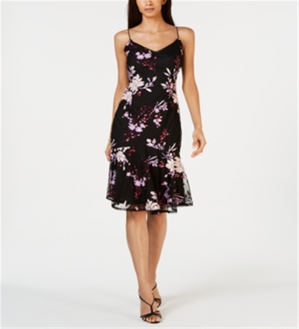 Vestido tubinho com sobreposição de malha com miçangas Adrianna Papell feminino, preto, tamanho 12