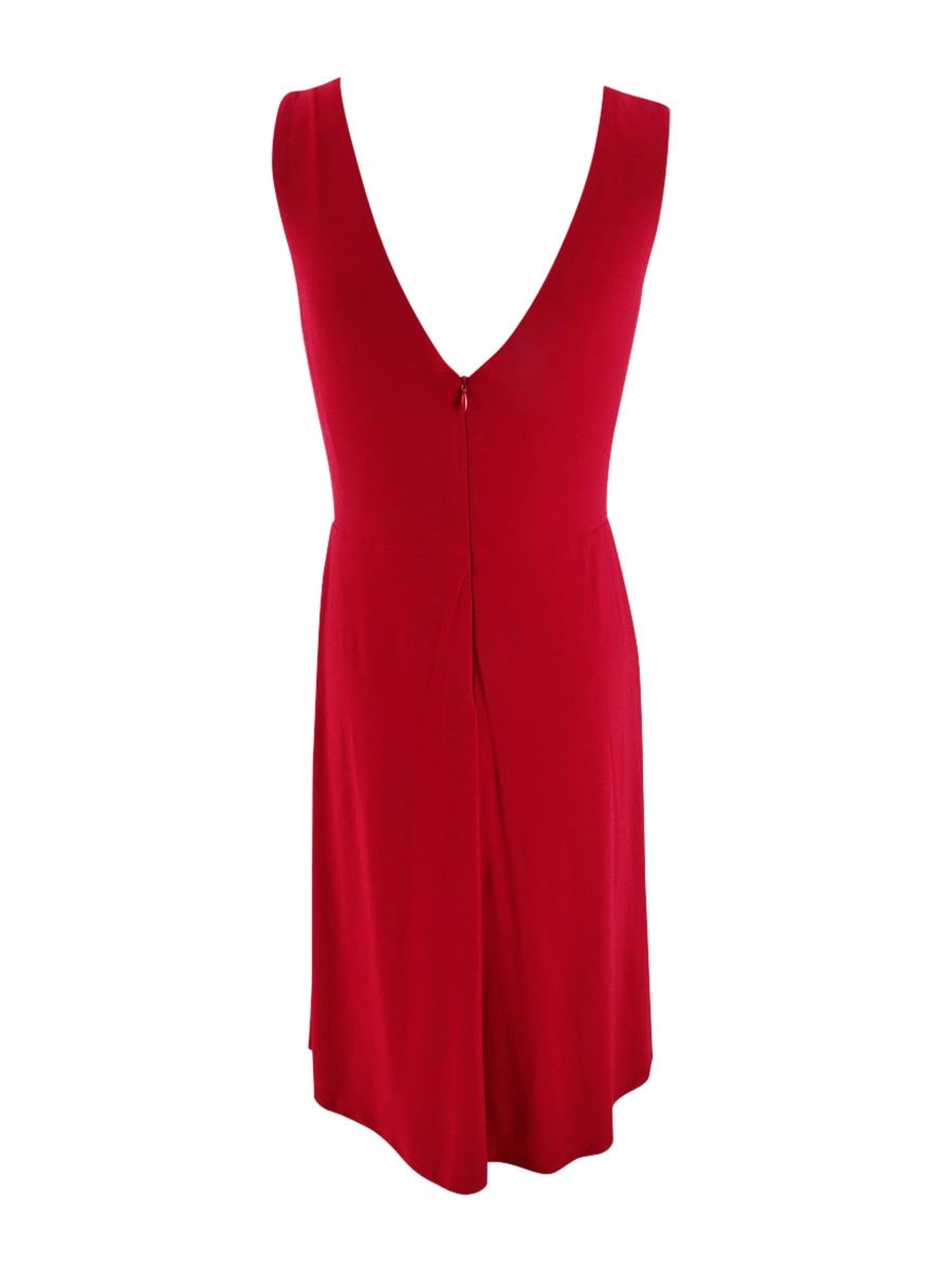 Vestido Ralph Lauren Feminino com Broche de Cristal e Babados Vermelho Tamanho 18