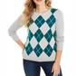 Suéter feminino Charter Club Argyle com gola redonda, verde, tamanho XX-G