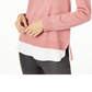 Suéter feminino Charter Club de cashmere com detalhes em camadas, rosa, tamanho pequeno P/M