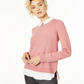 Suéter feminino Charter Club de cashmere com detalhes em camadas, rosa, tamanho pequeno P/M