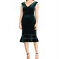 Vestido de coquetel Ralph Lauren feminino, decote em V, abaixo do joelho, verde, tamanho 4