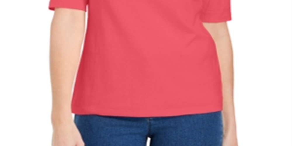 Blusa feminina Karen Scott com decote em V e detalhes em botões, laranja, tamanho pequeno médio