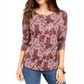 Estilo &amp; Co Top estampado feminino tamanho vinho PP