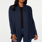 Karen Scott Cardigan Feminino Gola Pointelle Azul Tamanho Pequeno GG