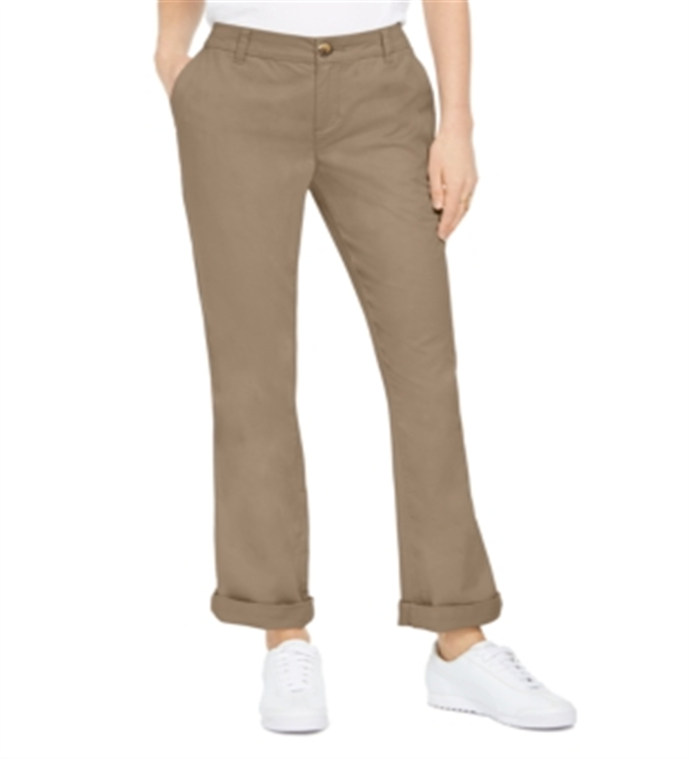 Calça Chino Bootcut de Algodão Feminina Style &amp; Co Marrom Tamanho 14