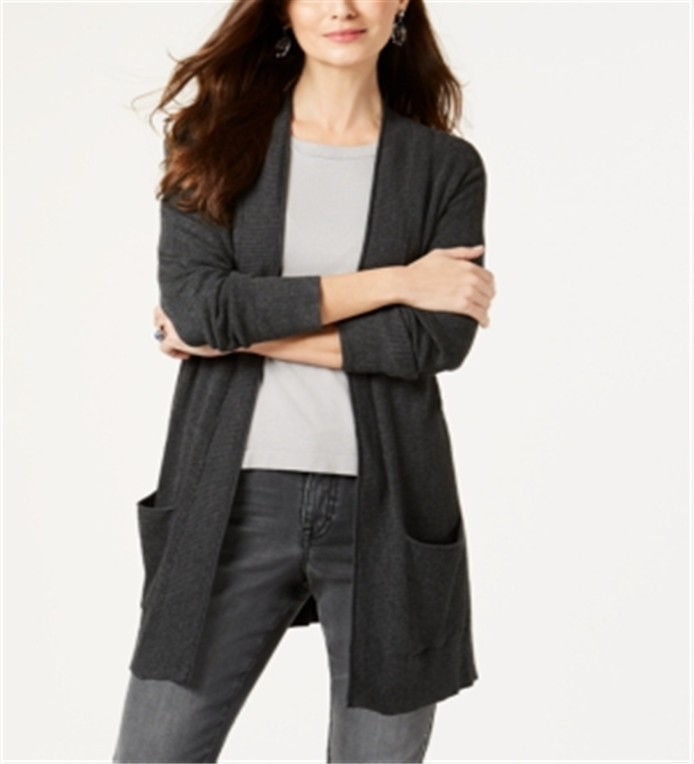 Cardigan longo com costura térmica feminino Style &amp; Co, cinza, tamanho médio