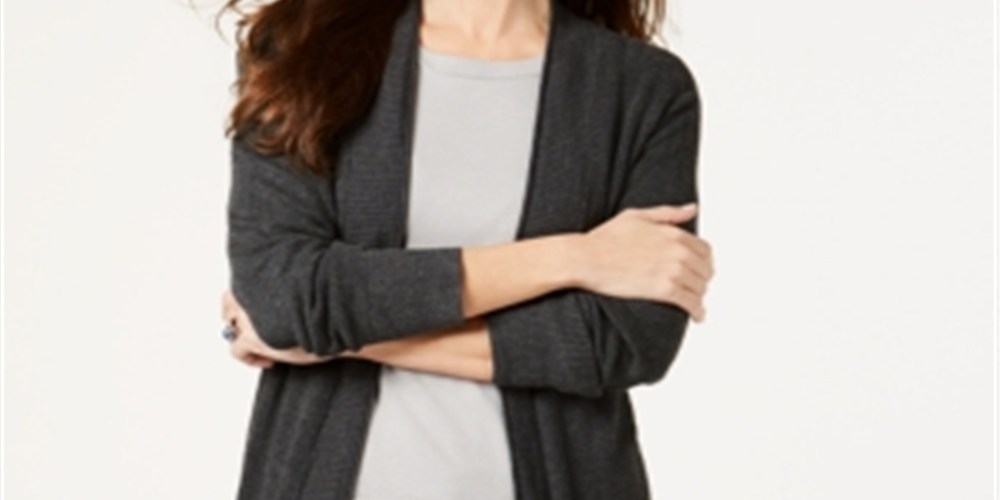 Cardigan longo com costura térmica feminino Style &amp; Co, cinza, tamanho médio