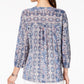 Blusa feminina estilo camponesa com estampa mista azul tamanho pequeno P